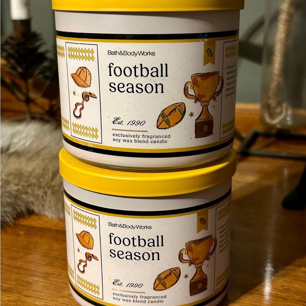 Bath & Body Works Football Season Soy Candle - lot of 2 full size 3 wick - Picture 2 of 6